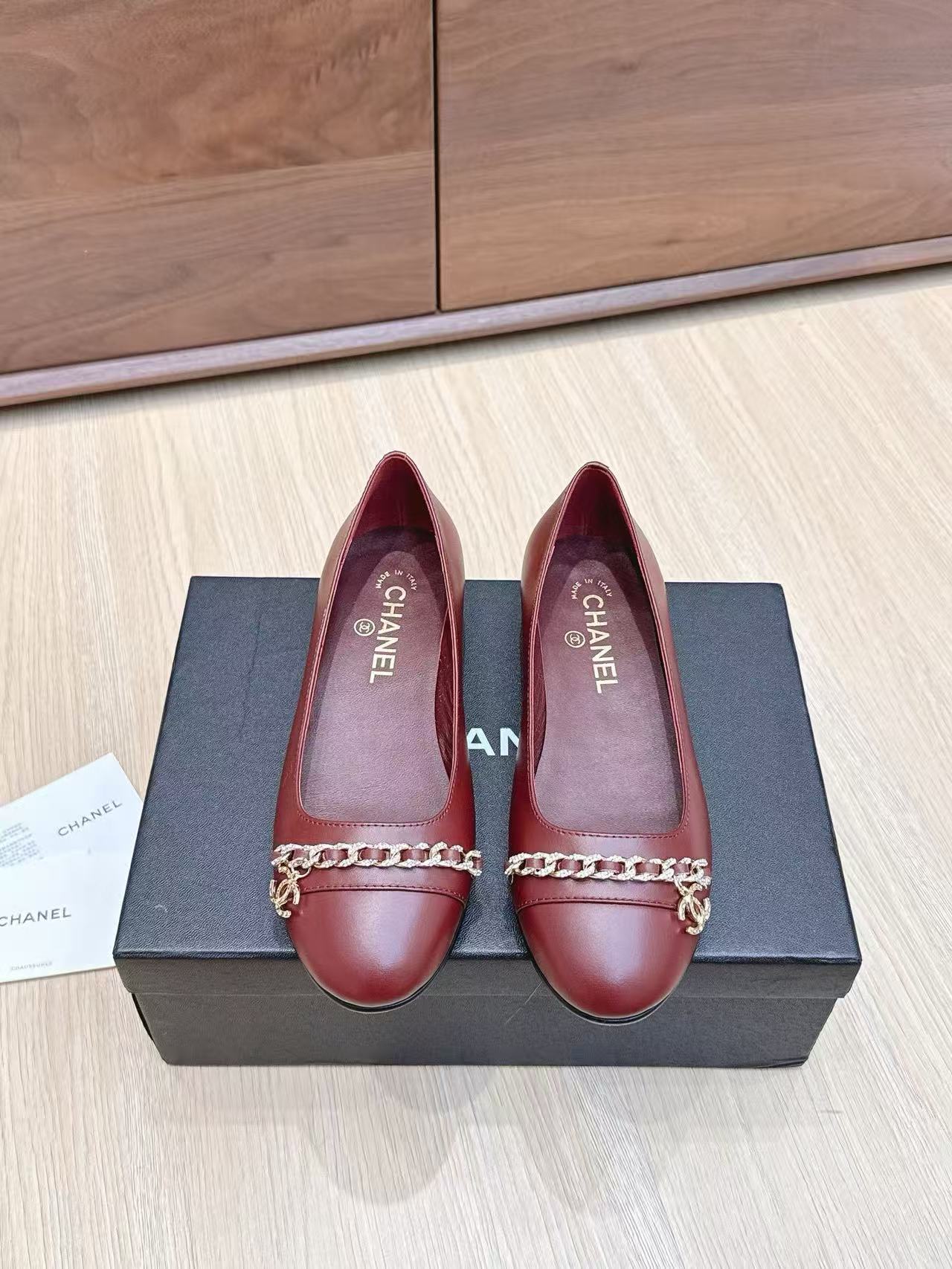 CHANE1 高品質ラウンドトゥチェーンフラットシューズ【50％割引+送料無料】