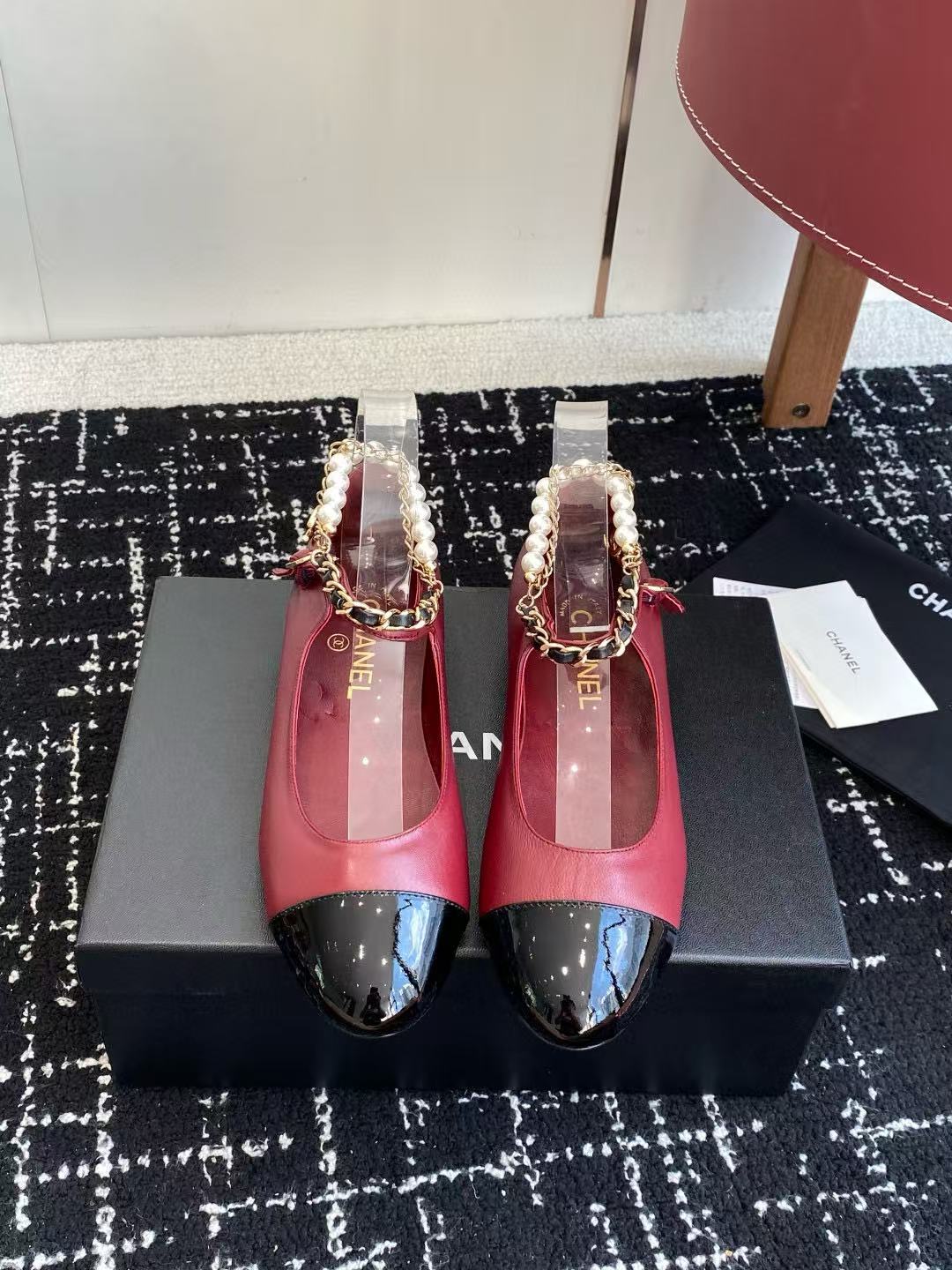 CHANE1 高品質パールメリージェーンフラットシューズ【50％割引+送料無料】