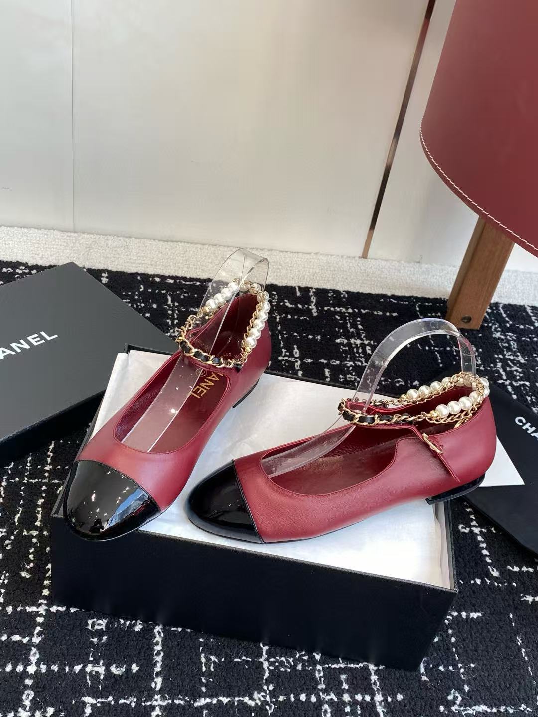 CHANE1 高品質パールメリージェーンフラットシューズ【50％割引+送料無料】