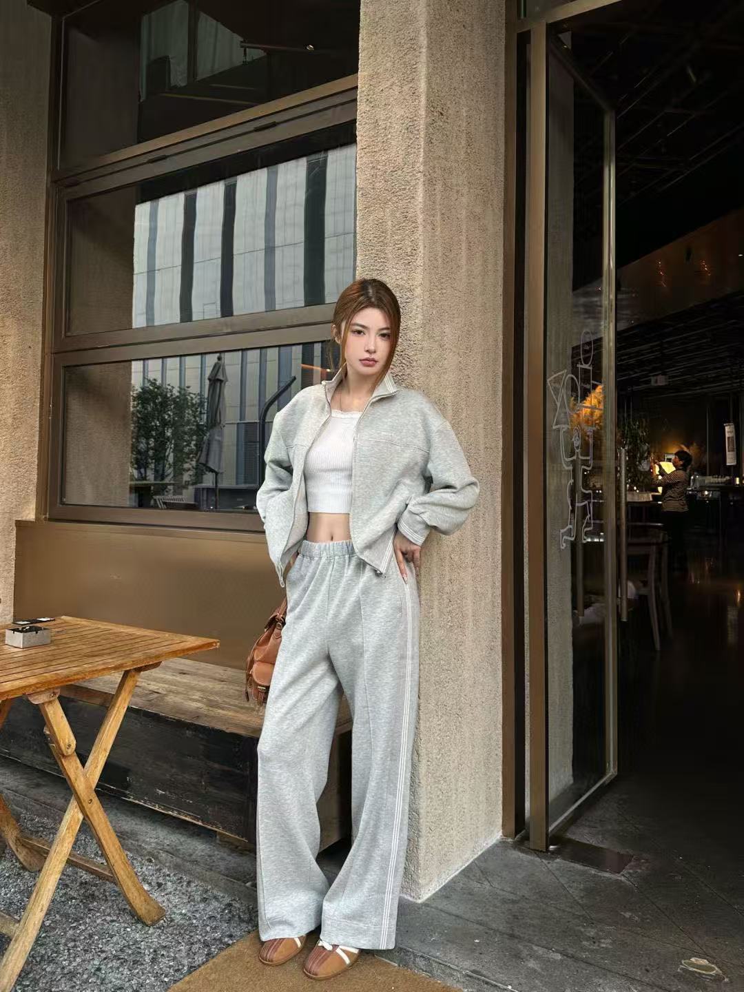 M1UM1U シンプルジャケット+パンツ ツーピースセット【50％割引+送料無料】