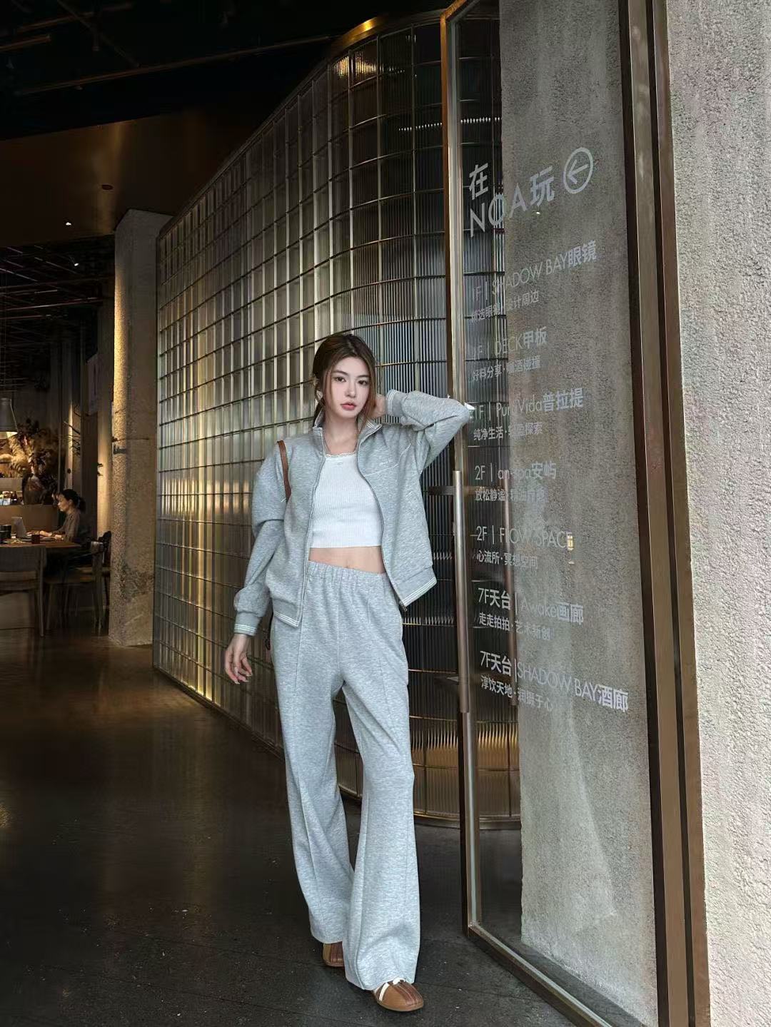 M1UM1U シンプルジャケット+パンツ ツーピースセット【50％割引+送料無料】