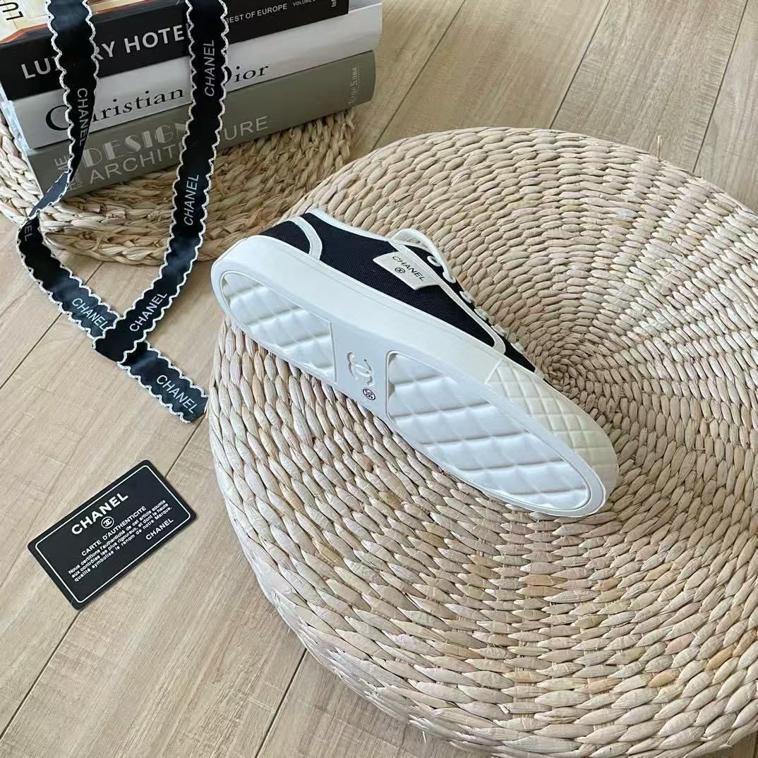 CHANE1 ダブルC レースアップ キャンバス カジュアルシューズ【50％割引+送料無料】