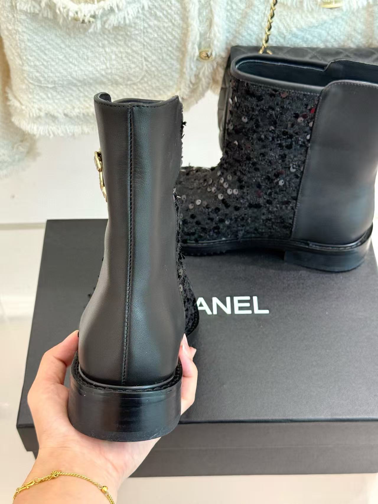 CHANE1 高品質スパンコールアンクルブーツ【50％割引+送料無料】