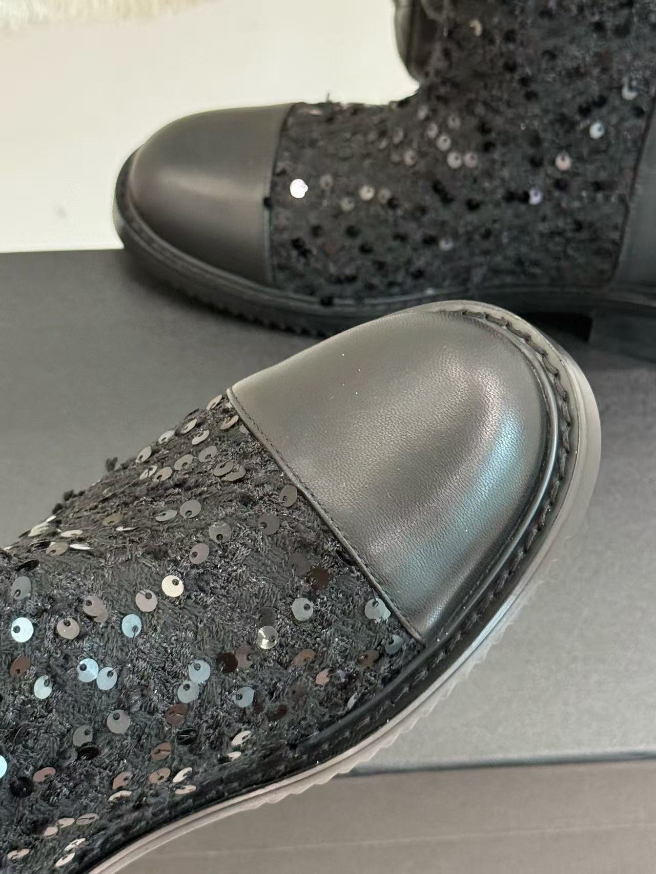 CHANE1 高品質スパンコールアンクルブーツ【50％割引+送料無料】