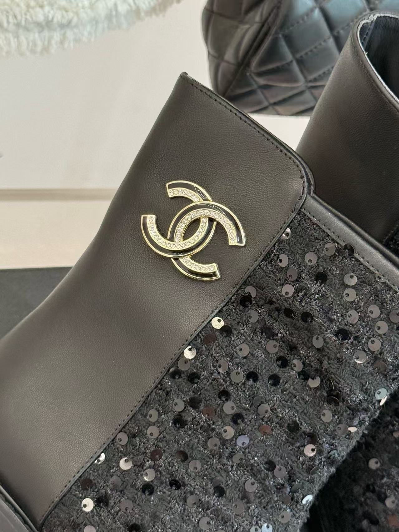 CHANE1 高品質スパンコールアンクルブーツ【50％割引+送料無料】