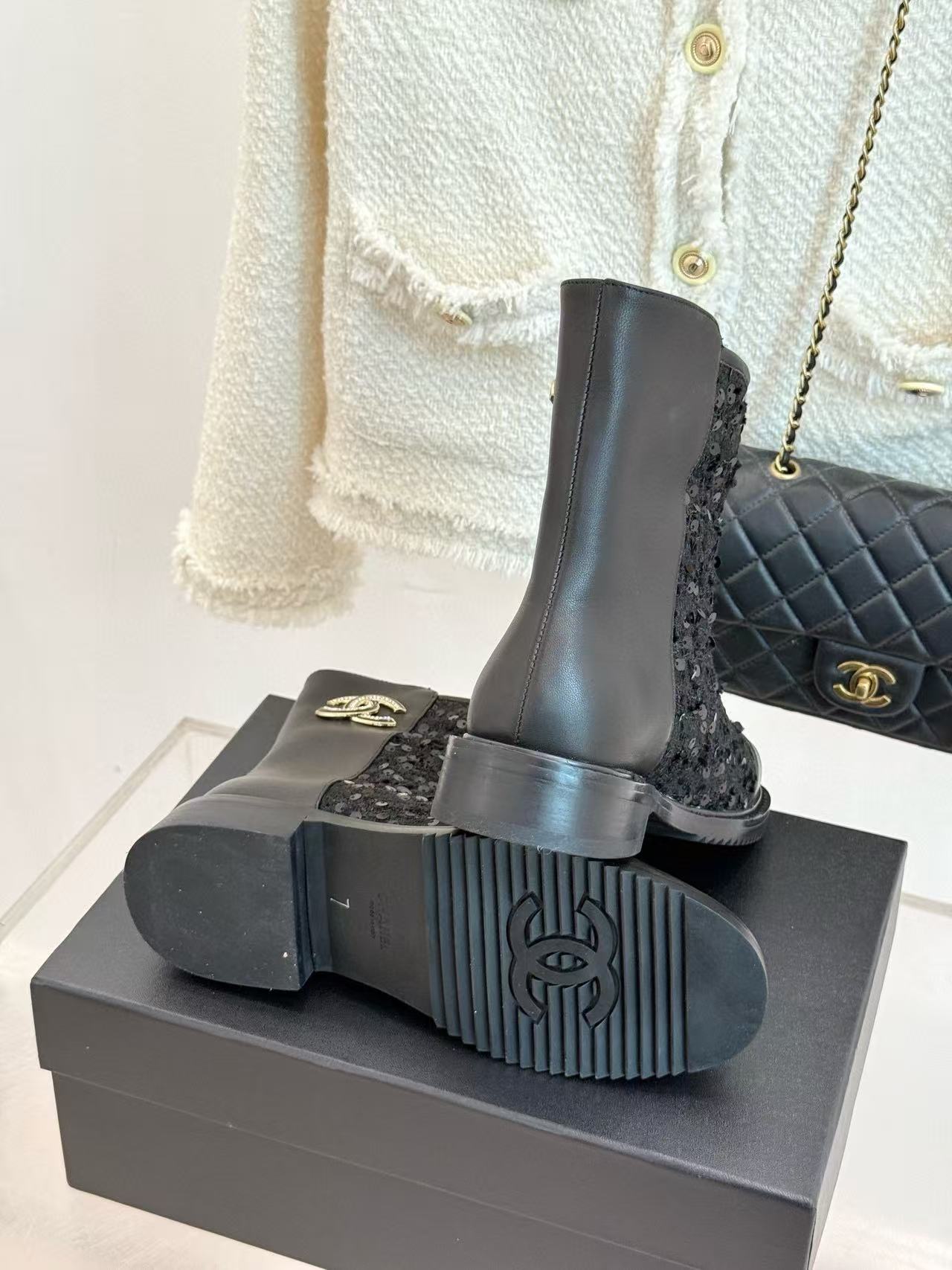 CHANE1 高品質スパンコールアンクルブーツ【50％割引+送料無料】