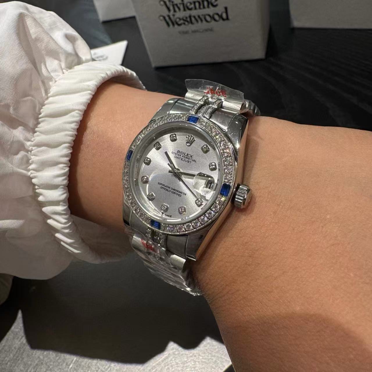 R0LEX サファイア ダイヤモンド スチールストラップ レディース腕時計【50％割引+送料無料】