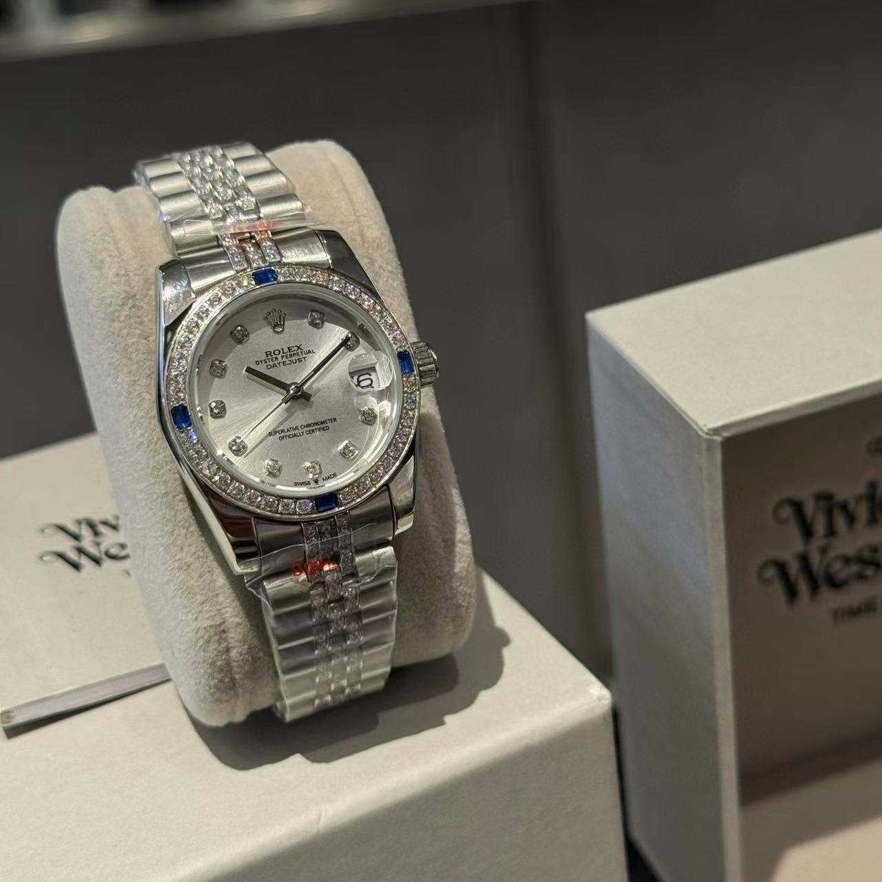 R0LEX サファイア ダイヤモンド スチールストラップ レディース腕時計【50％割引+送料無料】