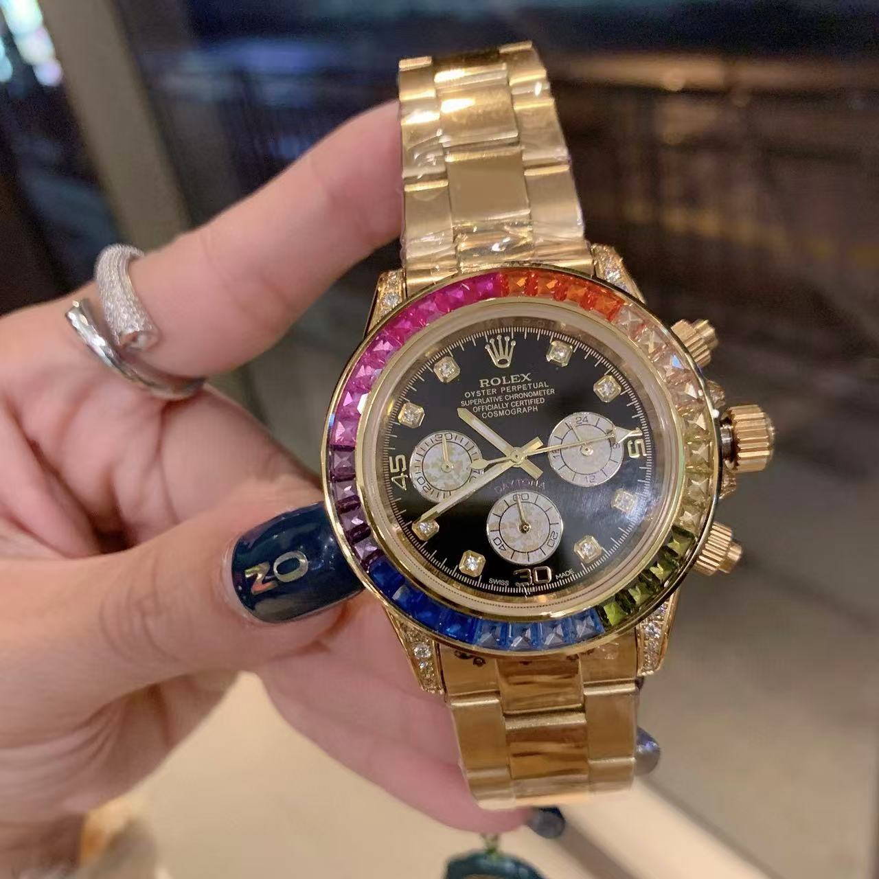 R0LEX レインボースチールバンド メンズ＆レディース腕時計【50％割引+送料無料】 