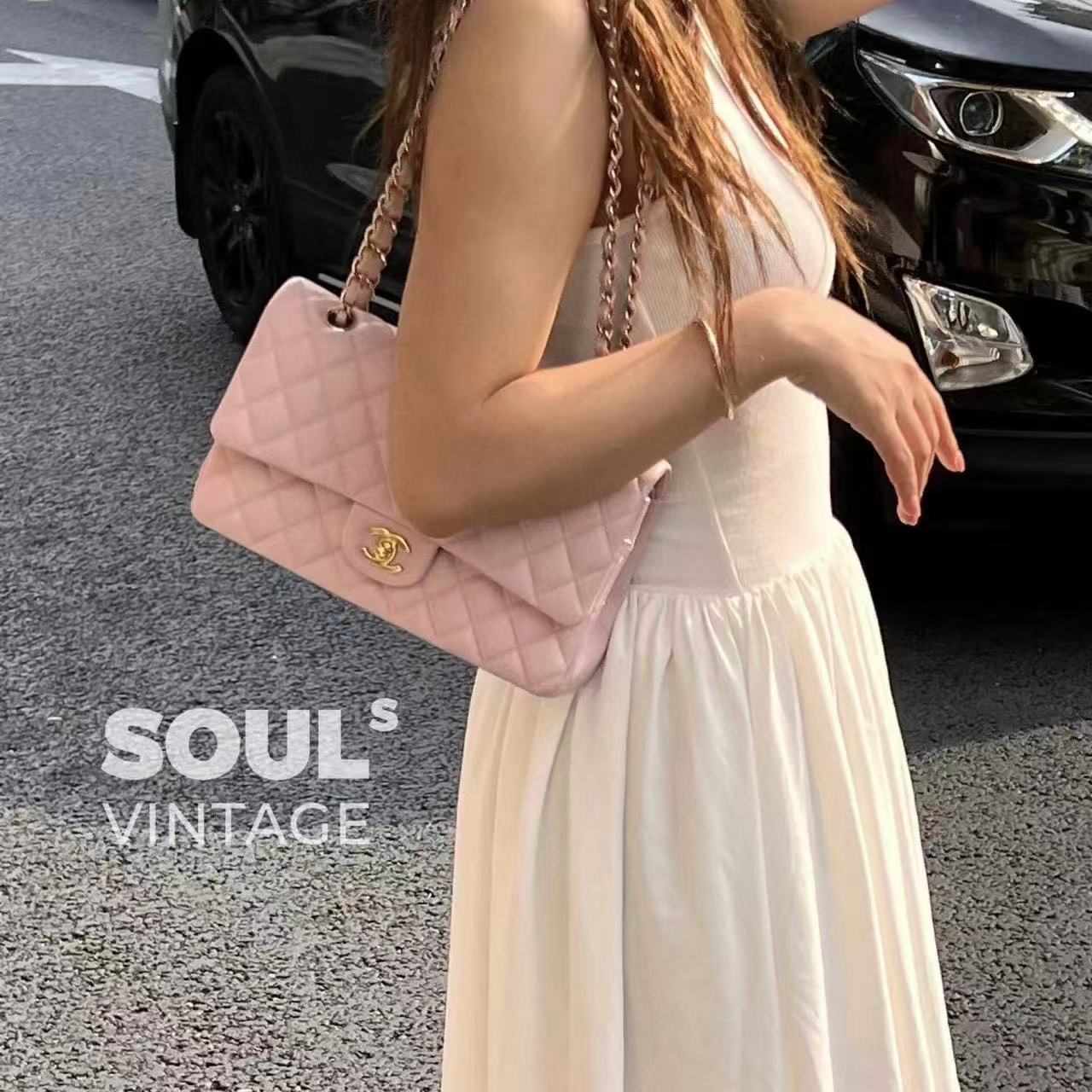 CHANE1 CF ゴールドバックル ラムスキン チェーンショルダーバッグ【50％割引+送料無料】