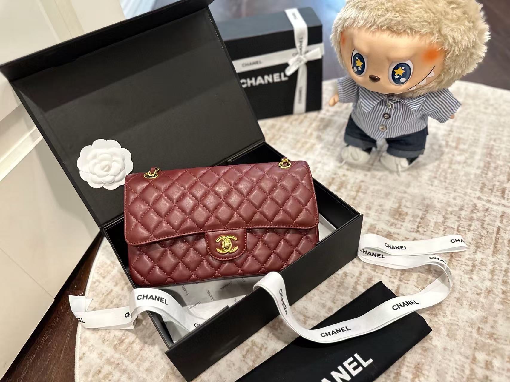 CHANE1 CF ゴールドバックル ラムスキン チェーンショルダーバッグ【50％割引+送料無料】