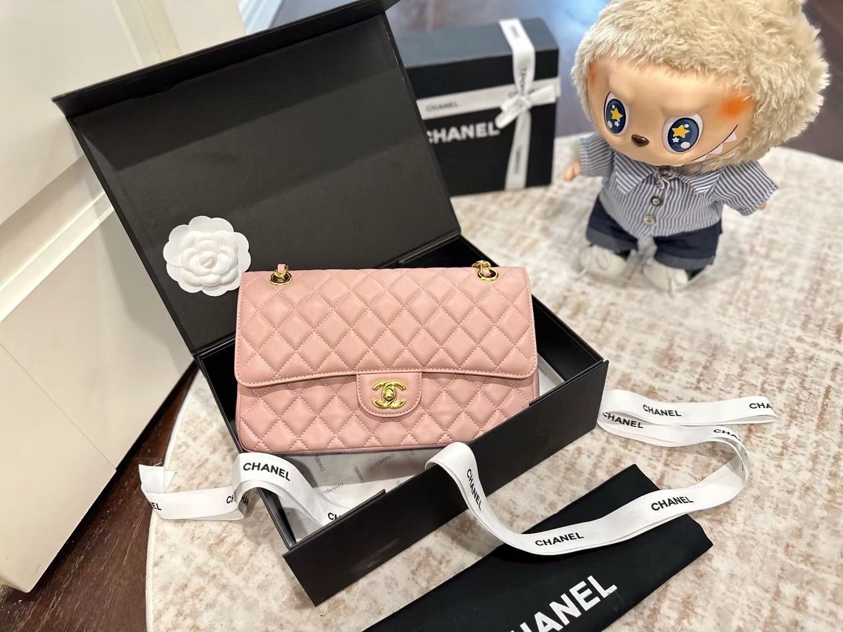 CHANE1 CF ゴールドバックル ラムスキン チェーンショルダーバッグ【50％割引+送料無料】