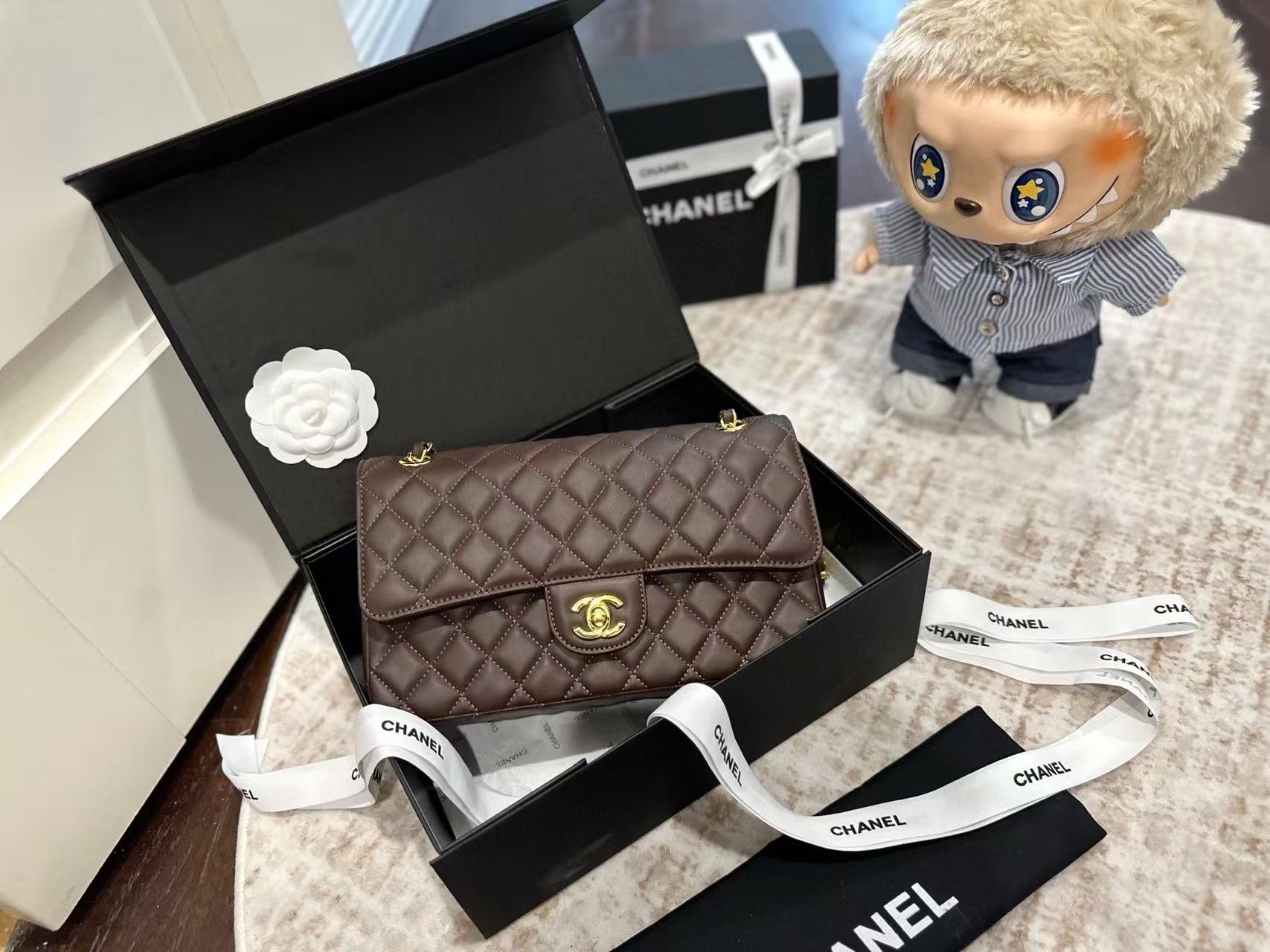 CHANE1 CF ゴールドバックル ラムスキン チェーンショルダーバッグ【50％割引+送料無料】