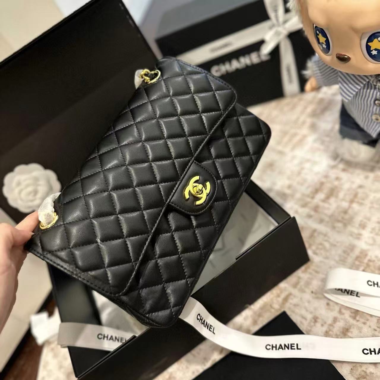 CHANE1 CF ゴールドバックル ラムスキン チェーンショルダーバッグ【50％割引+送料無料】