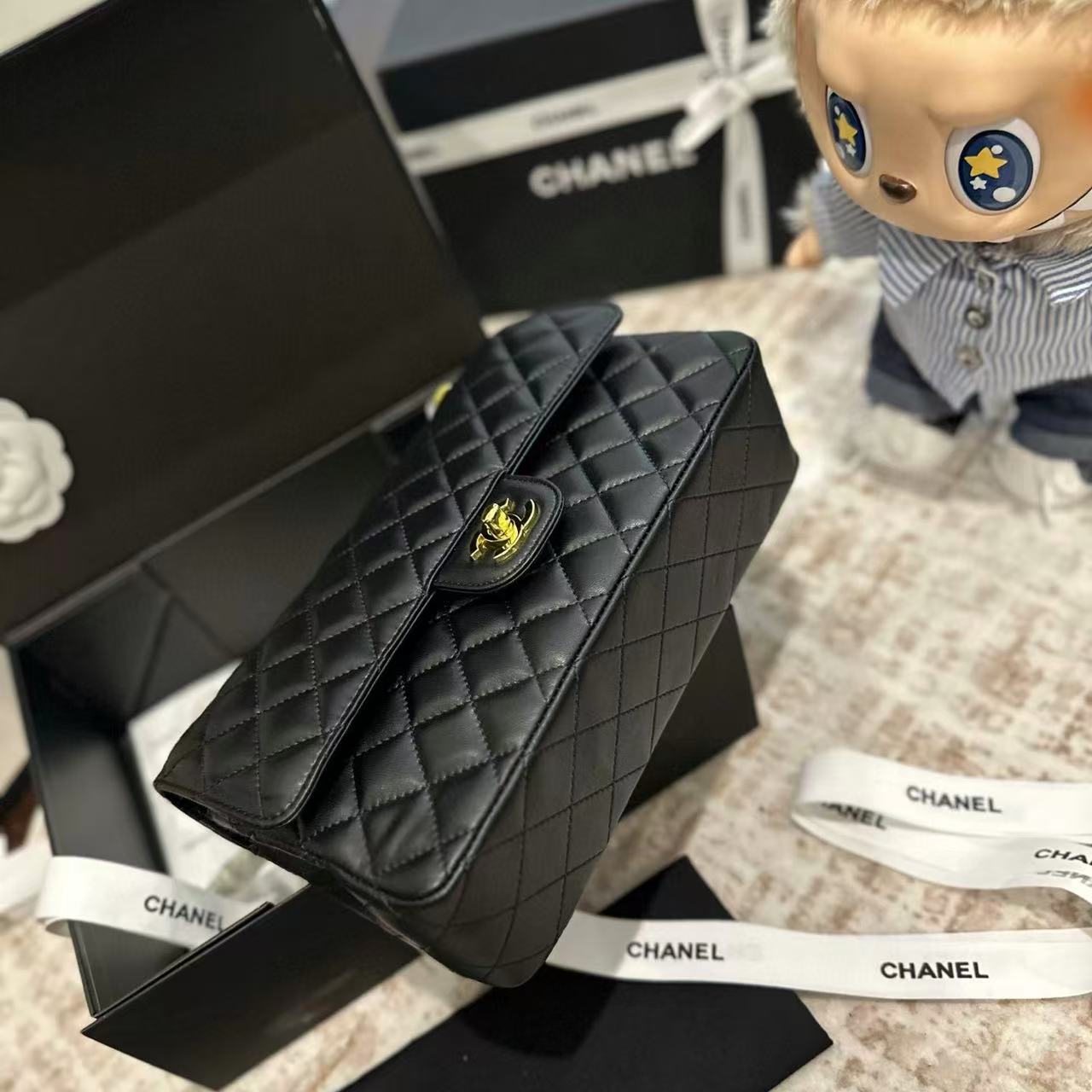 CHANE1 CF ゴールドバックル ラムスキン チェーンショルダーバッグ【50％割引+送料無料】