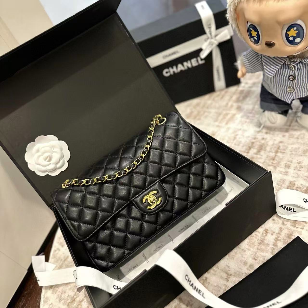 CHANE1 CF ゴールドバックル ラムスキン チェーンショルダーバッグ【50％割引+送料無料】