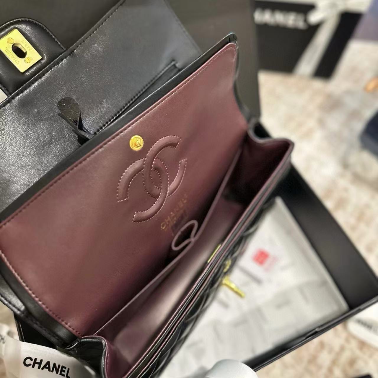 CHANE1 CF ゴールドバックル ラムスキン チェーンショルダーバッグ【50％割引+送料無料】