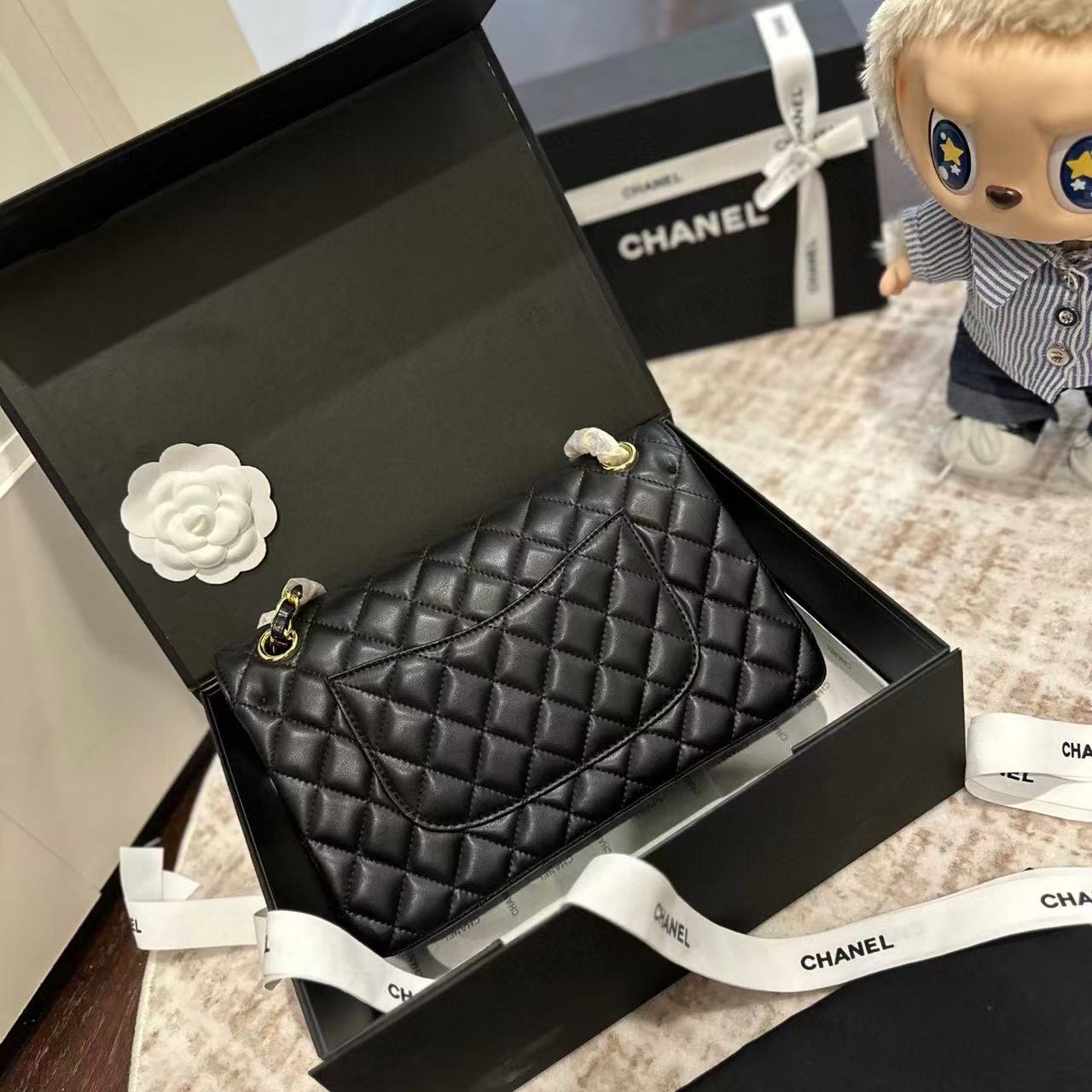 CHANE1 CF ゴールドバックル ラムスキン チェーンショルダーバッグ【50％割引+送料無料】