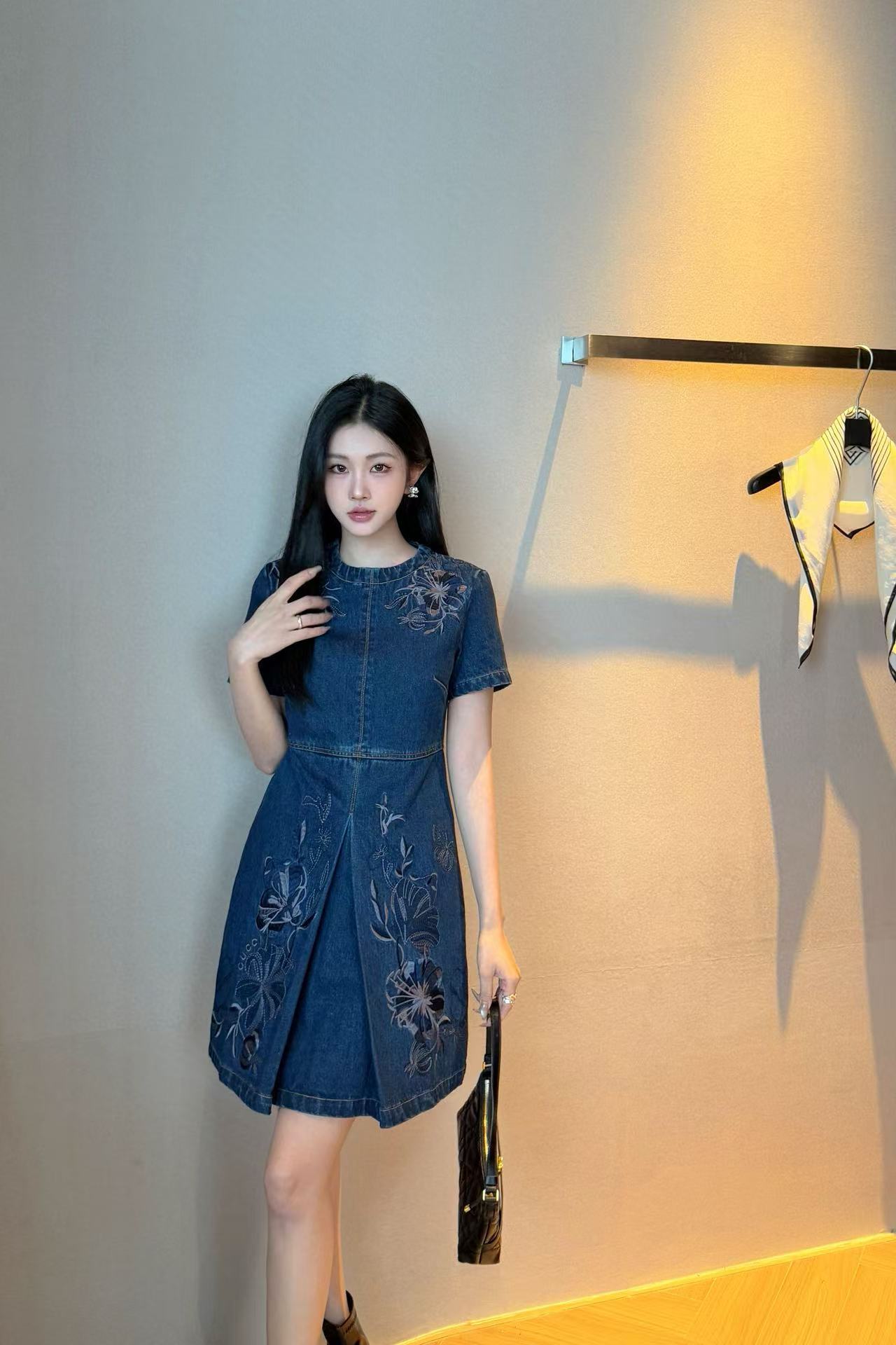 GUCC1 刺繍デニムドレス【50％割引+送料無料】