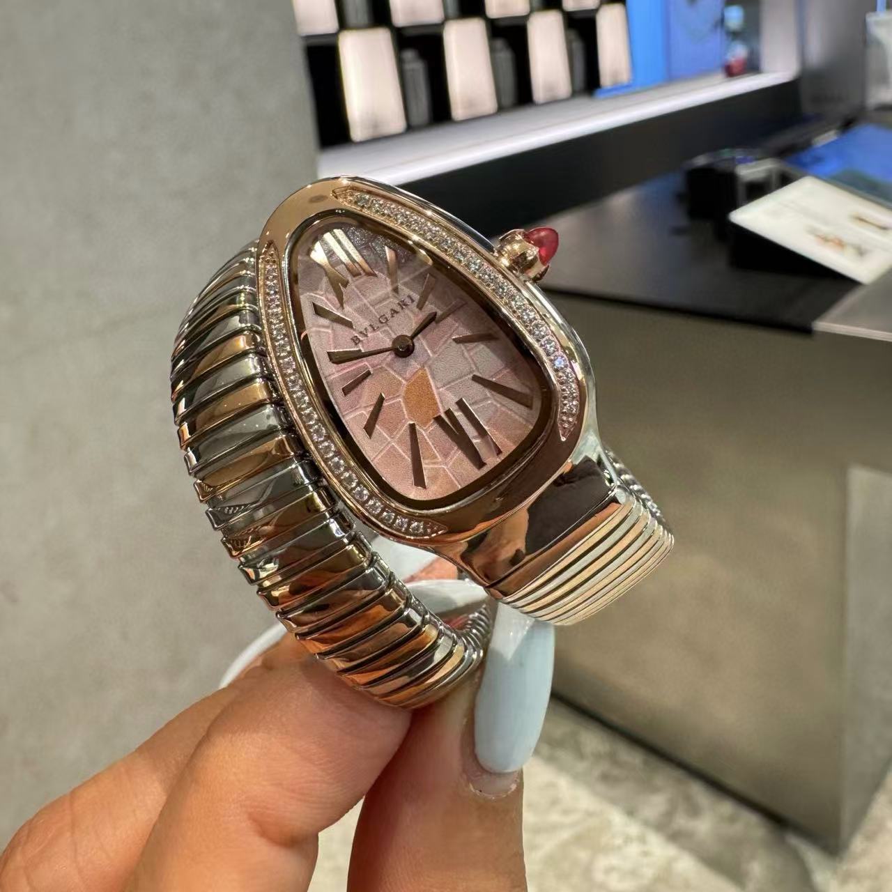 BVLGAR1 ピンク マザーオブパール レディースウォッチ【50％割引+送料無料】