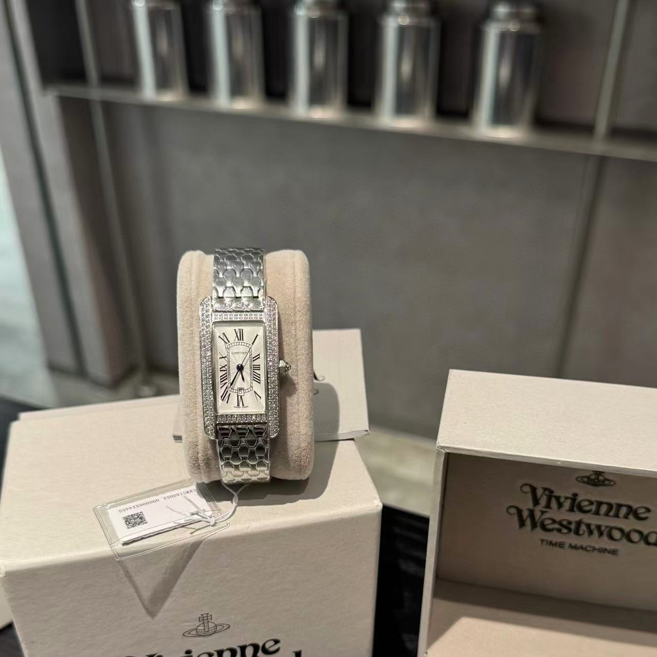 CART1ER ダブルロウダイヤモンドレディーススチールウォッチ【50％割引+送料無料】