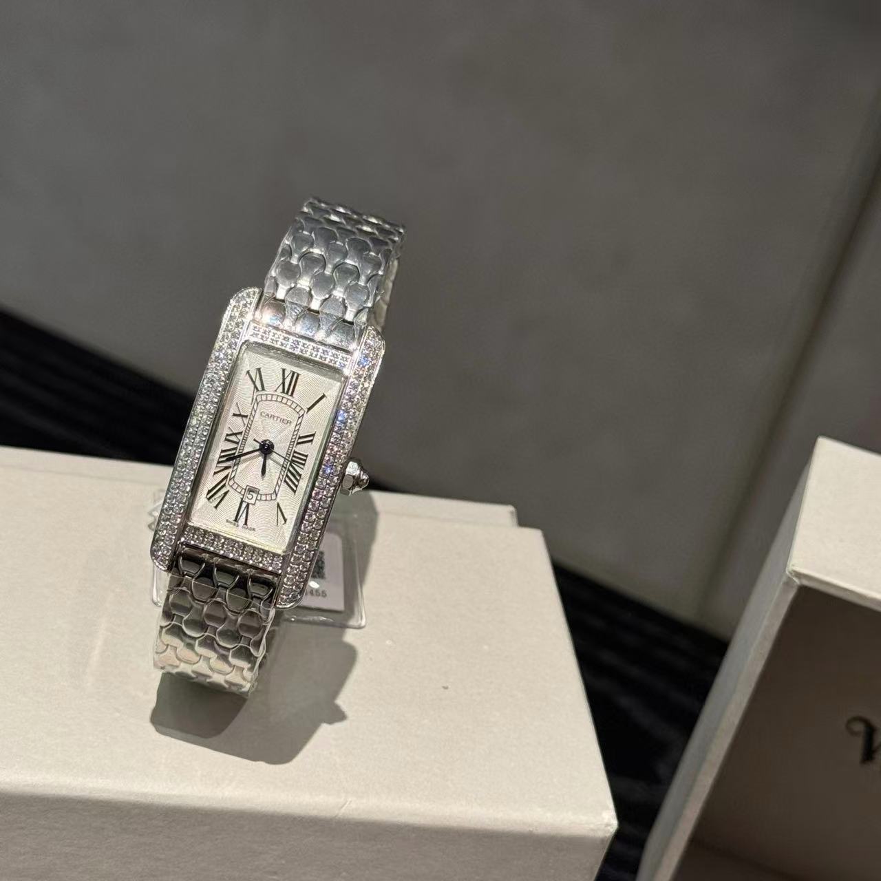 CART1ER ダブルロウダイヤモンドレディーススチールウォッチ【50％割引+送料無料】