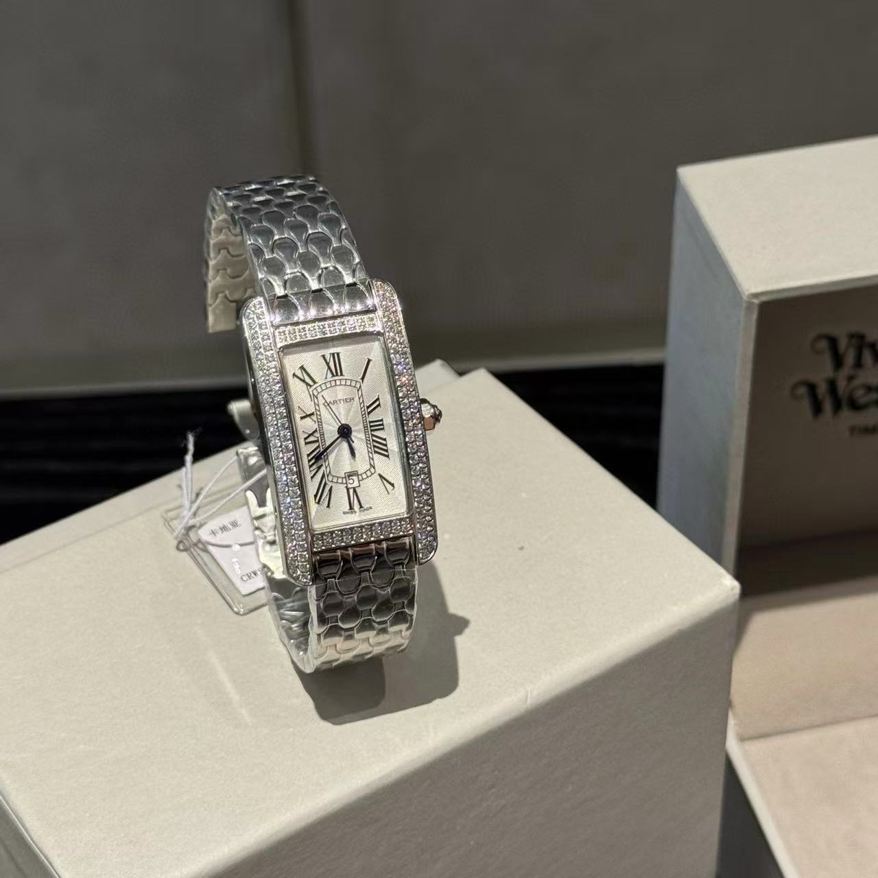 CART1ER ダブルロウダイヤモンドレディーススチールウォッチ【50％割引+送料無料】