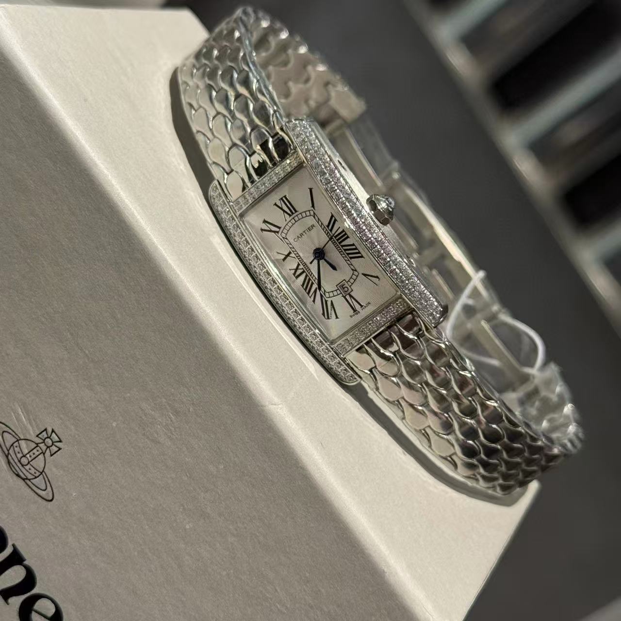 CART1ER ダブルロウダイヤモンドレディーススチールウォッチ【50％割引+送料無料】