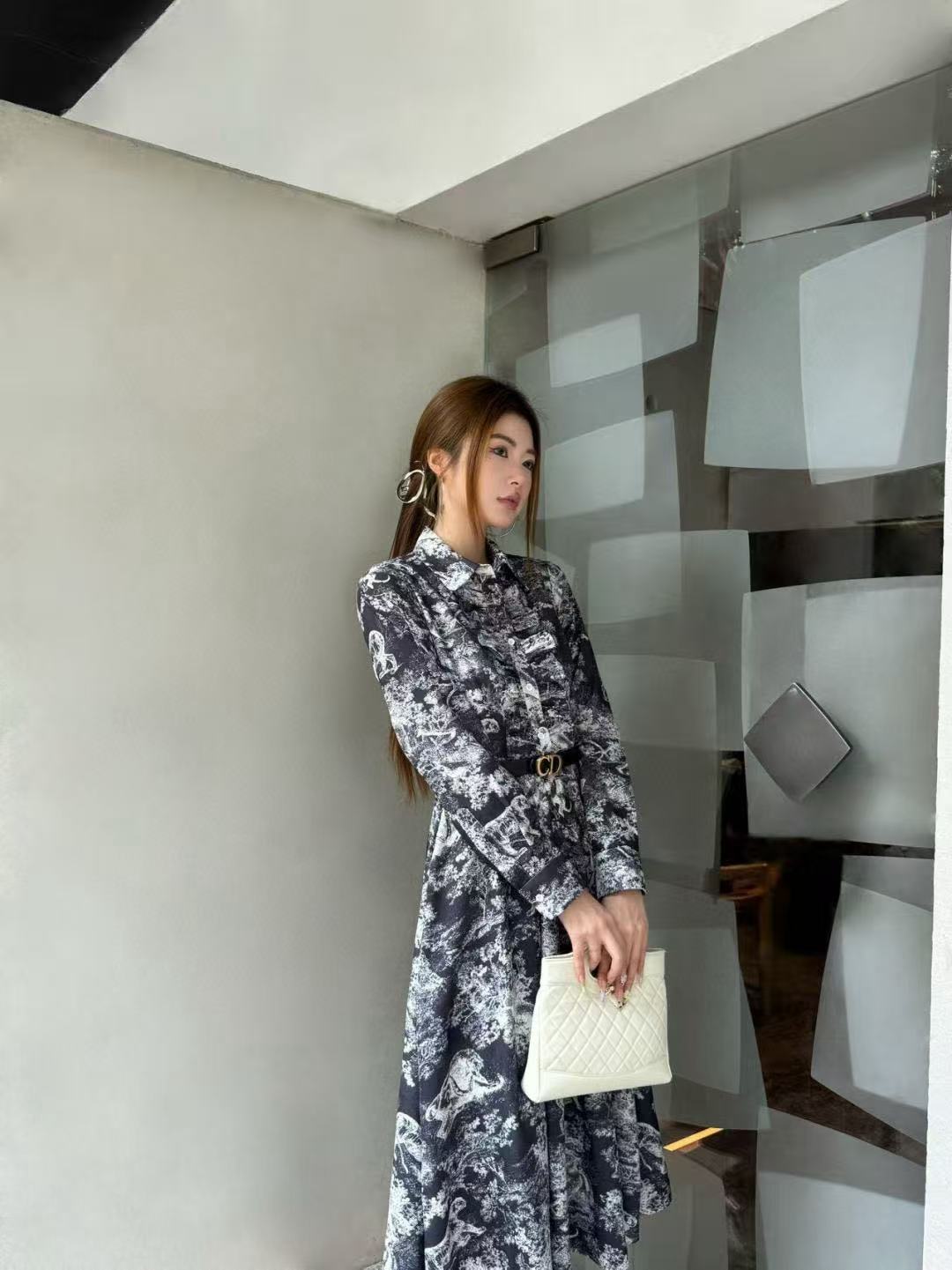 DI0R フリルプリントドレス【50％割引+送料無料】