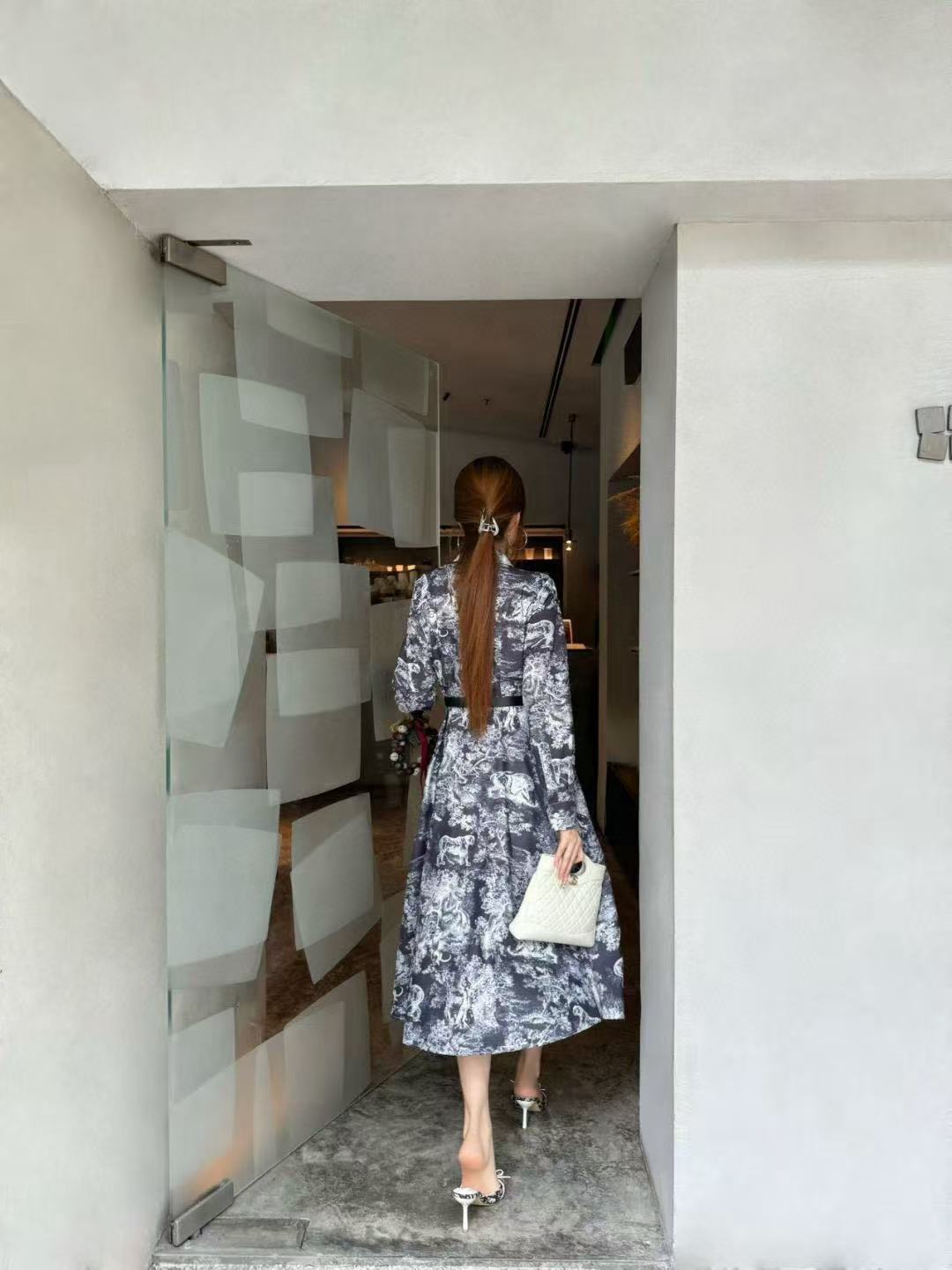 DI0R フリルプリントドレス【50％割引+送料無料】