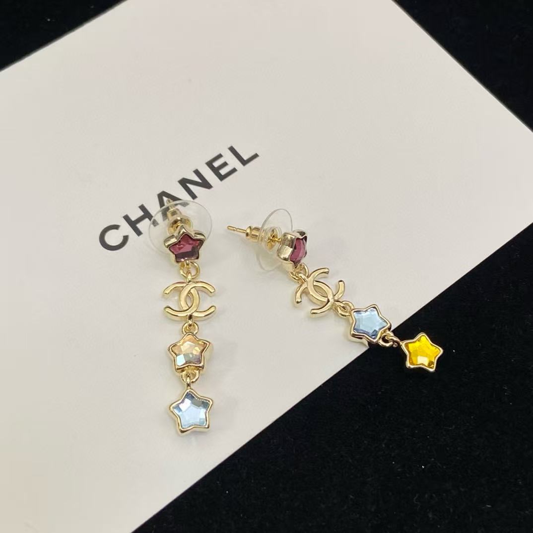 CHANE1 ダブルC 五芒星イヤリング【50％割引+送料無料】