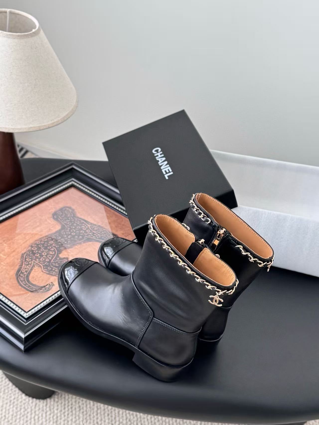 CHANE1 高品質チェーンアンクルブーツ【50％割引+送料無料】