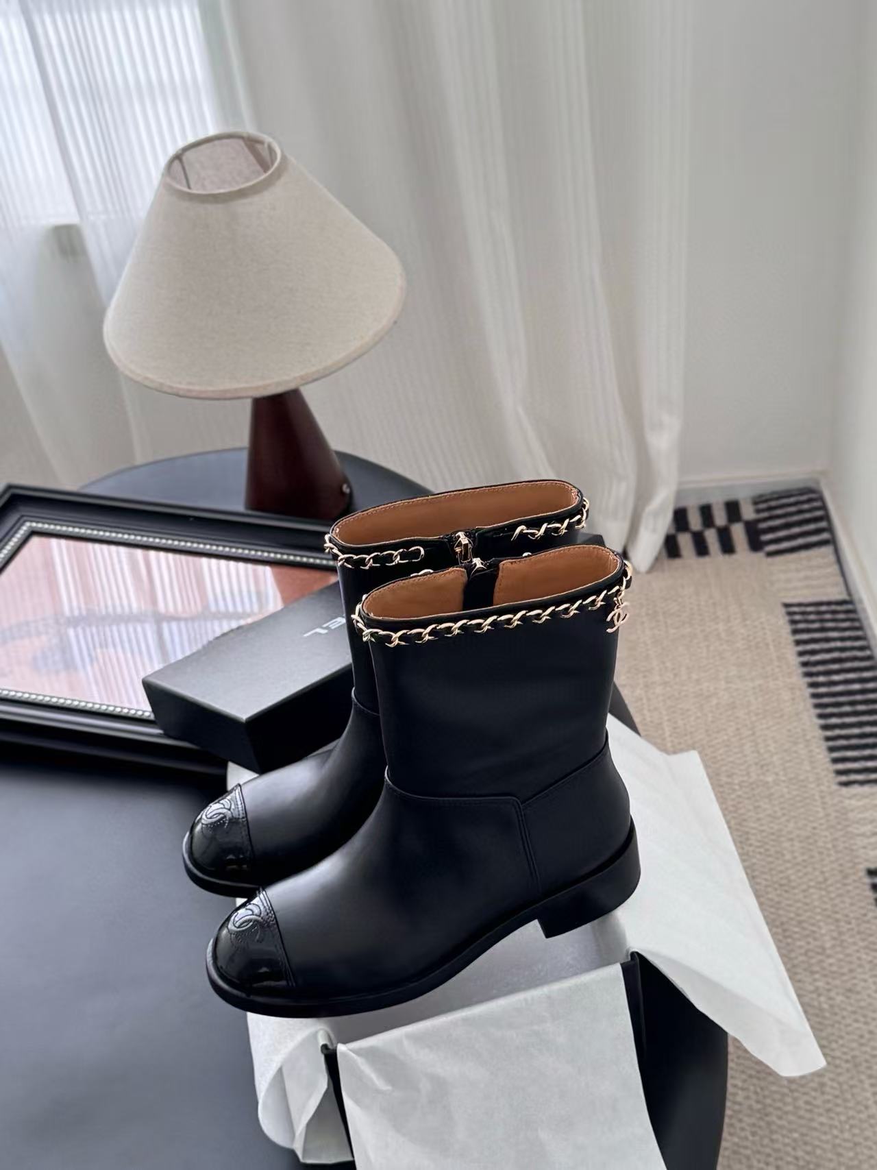 CHANE1 高品質チェーンアンクルブーツ【50％割引+送料無料】