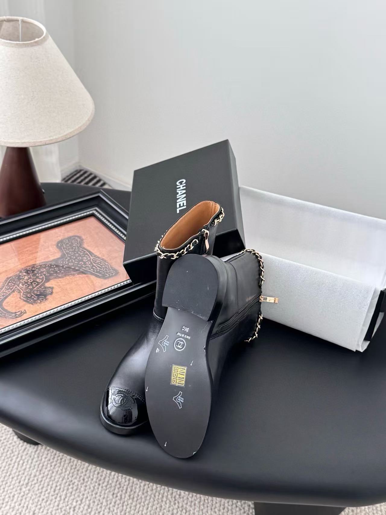 CHANE1 高品質チェーンアンクルブーツ【50％割引+送料無料】