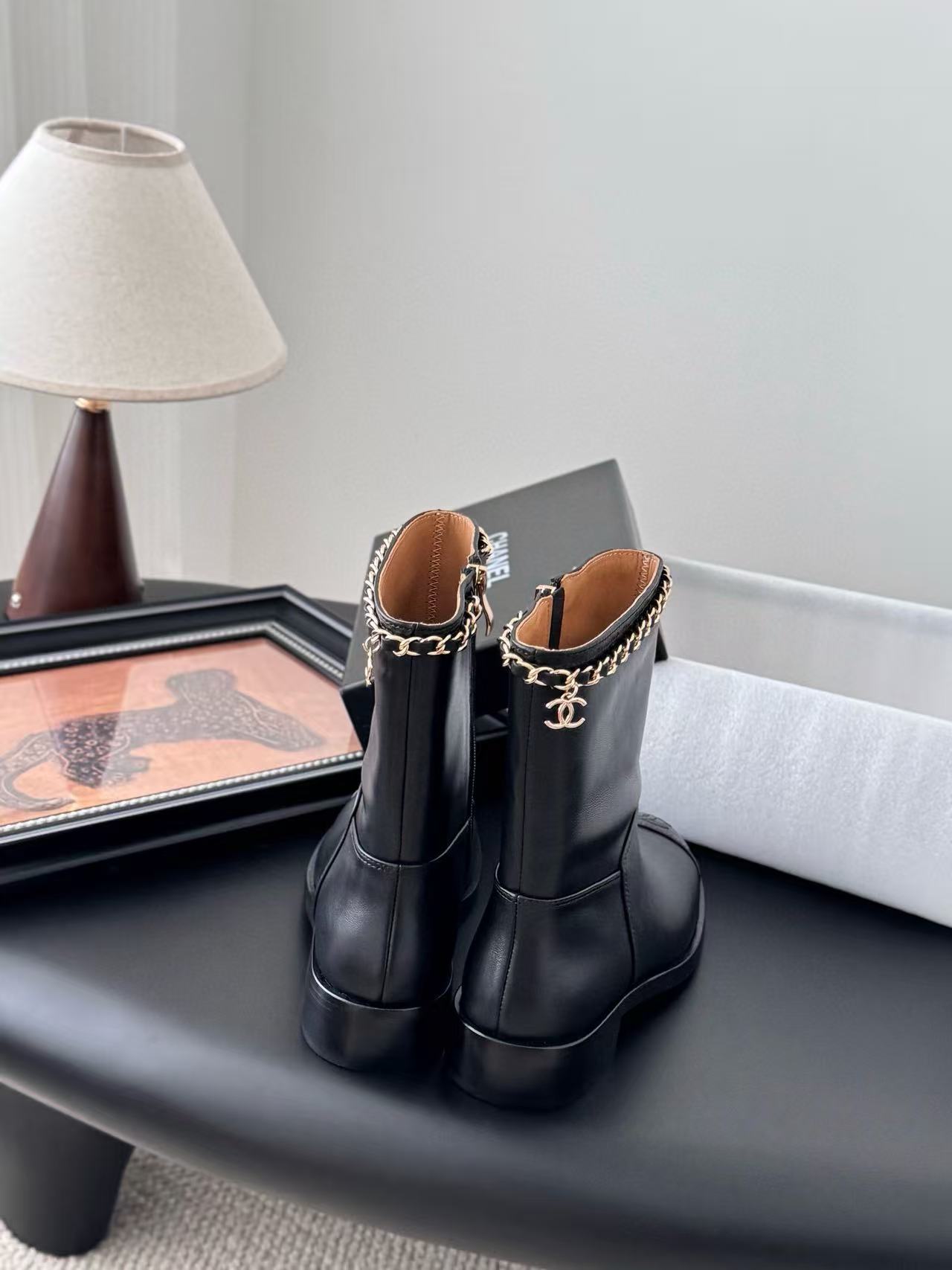 CHANE1 高品質チェーンアンクルブーツ【50％割引+送料無料】