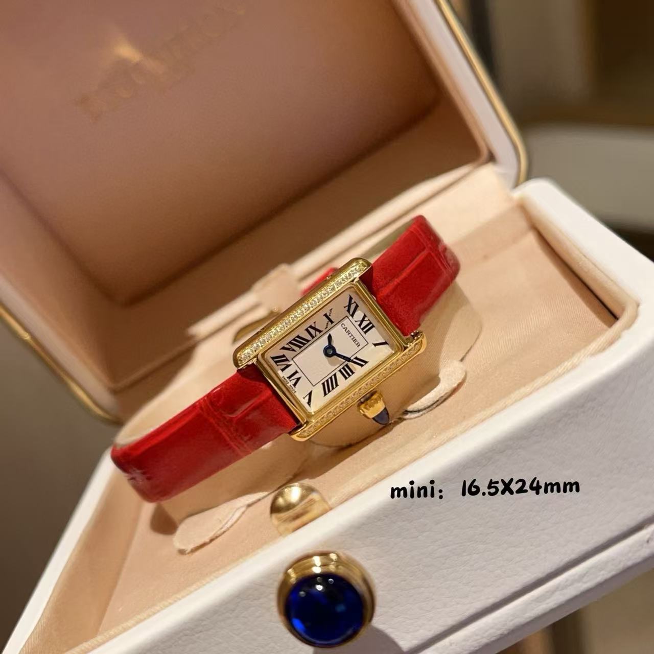 CART1ER スクエア ダイヤモンド ストラップ レディース ウォッチ【50％割引+送料無料】