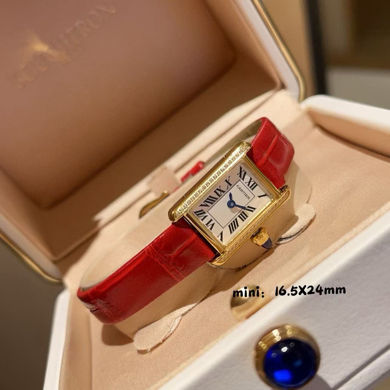 CART1ER スクエア ダイヤモンド ストラップ レディース ウォッチ【50％割引+送料無料】