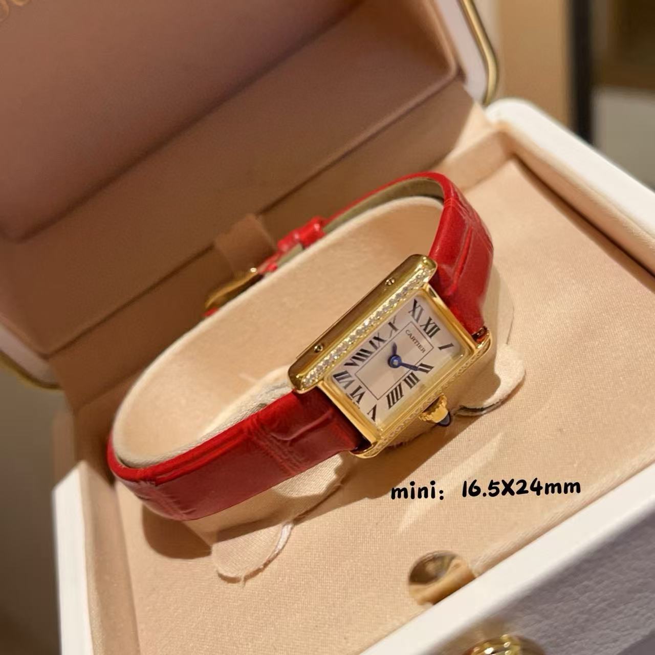 CART1ER スクエア ダイヤモンド ストラップ レディース ウォッチ【50％割引+送料無料】