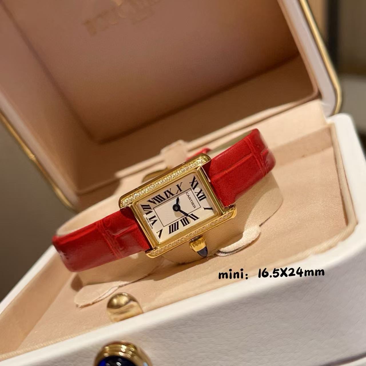 CART1ER スクエア ダイヤモンド ストラップ レディース ウォッチ【50％割引+送料無料】