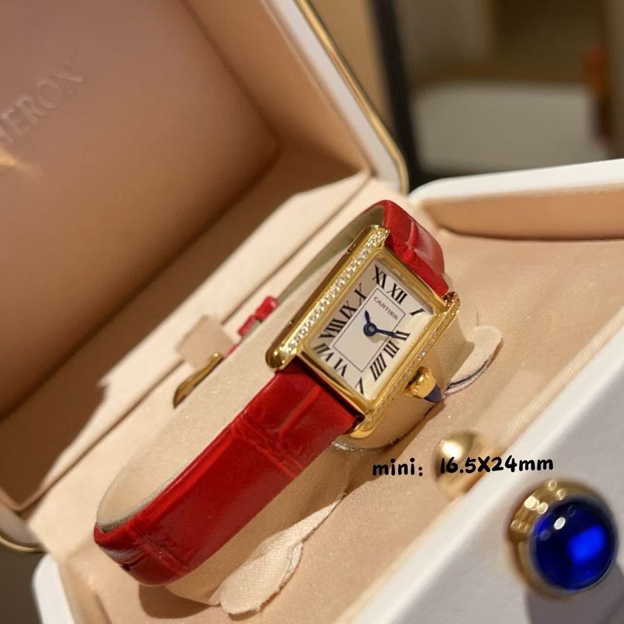 CART1ER スクエア ダイヤモンド ストラップ レディース ウォッチ【50％割引+送料無料】