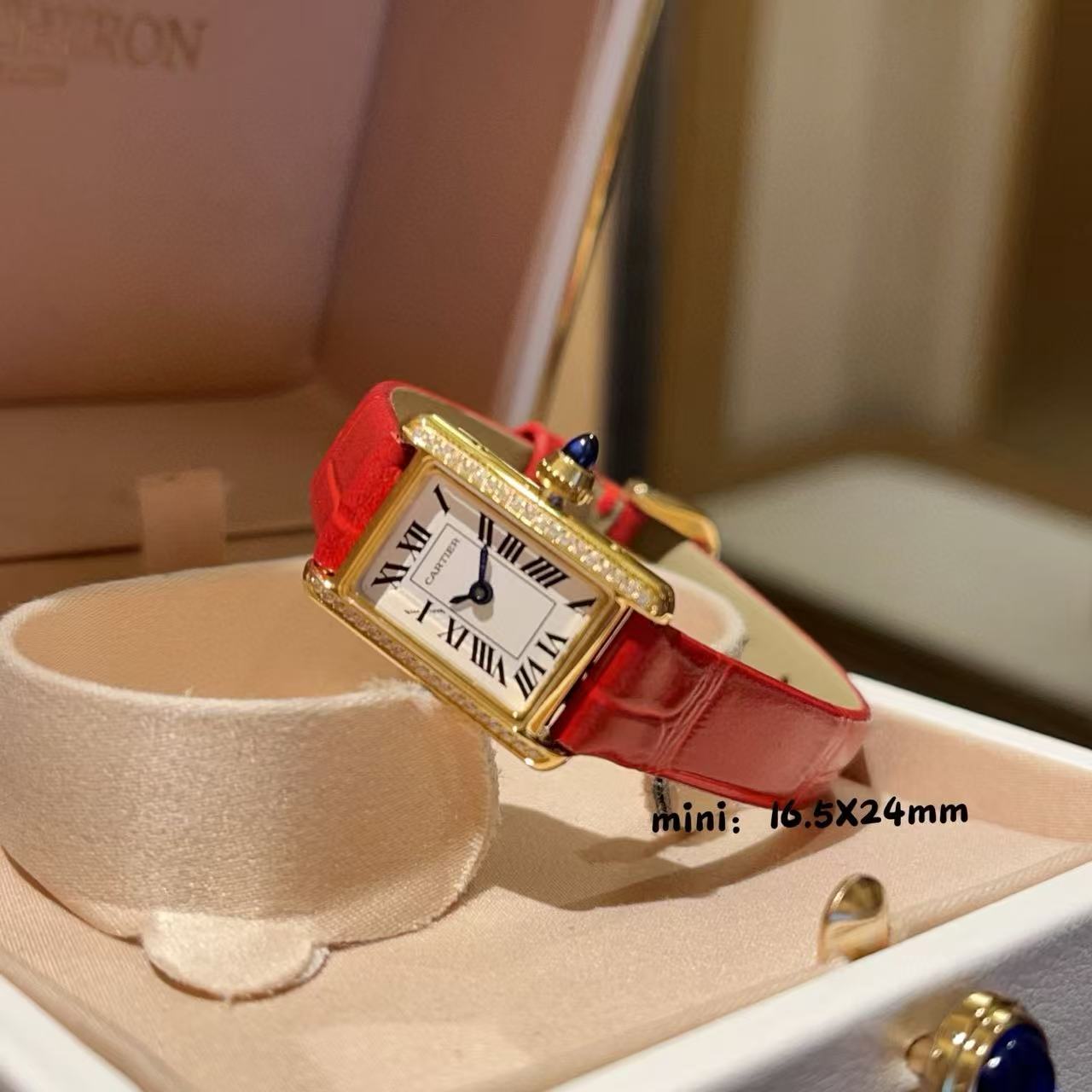 CART1ER スクエア ダイヤモンド ストラップ レディース ウォッチ【50％割引+送料無料】