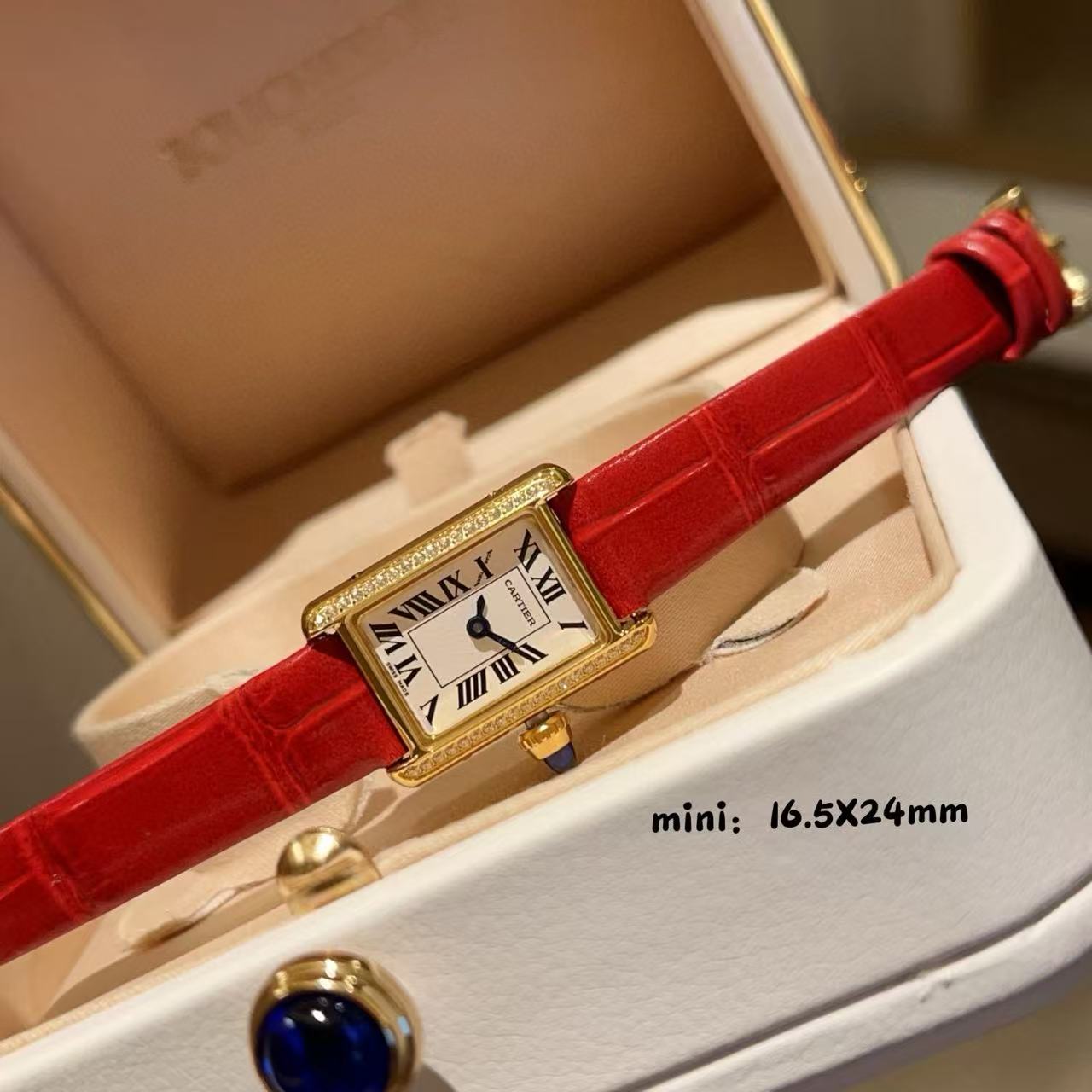 CART1ER スクエア ダイヤモンド ストラップ レディース ウォッチ【50％割引+送料無料】