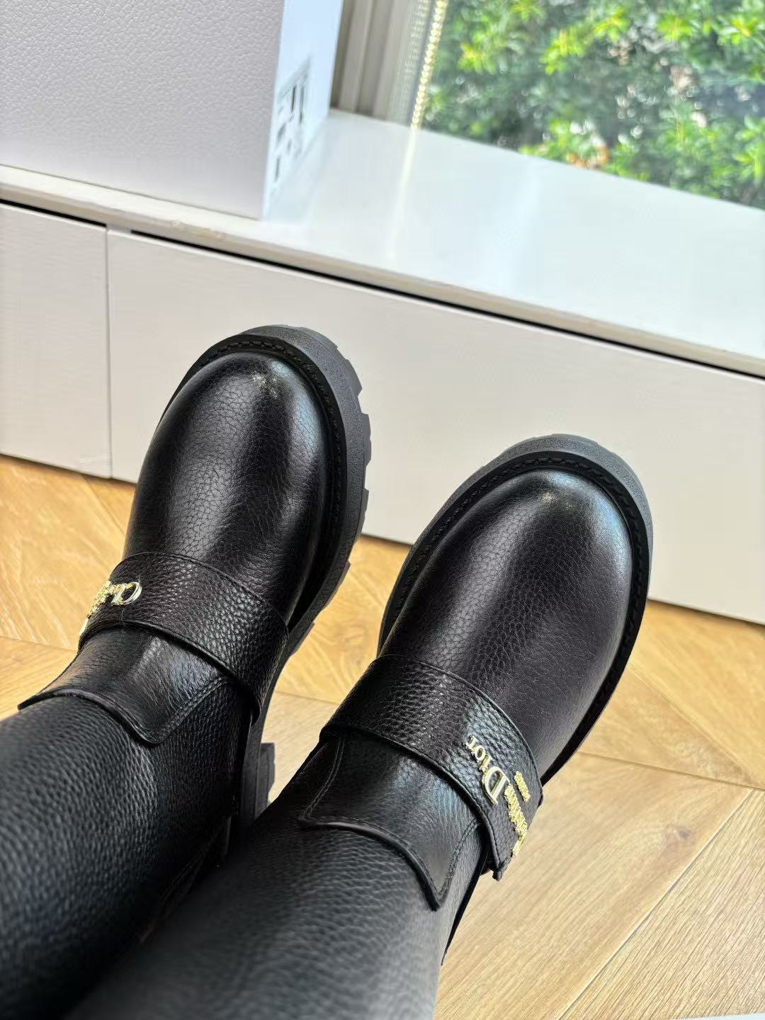 DI0R 高品質秋冬レザーレターアンクルブーツ【50％割引+送料無料】