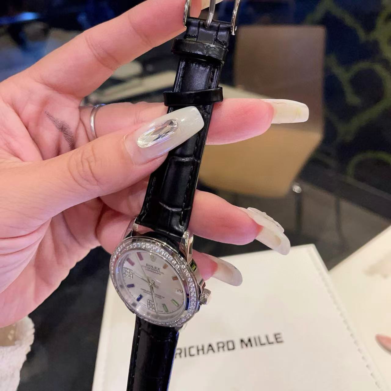 R0LEX レザーストラップ ダイヤモンド レディース ウォッチ【50％割引+送料無料】