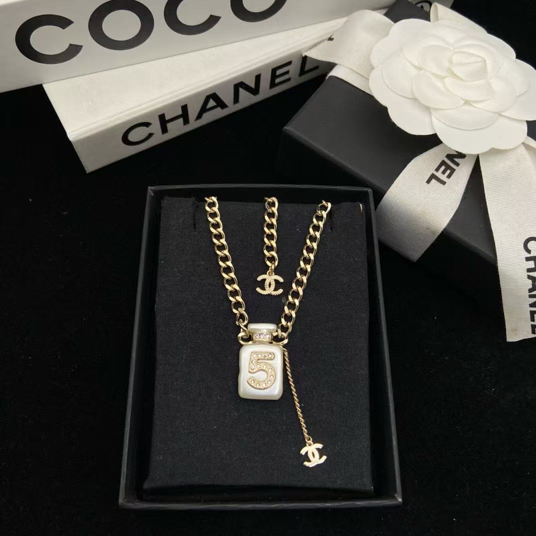 CHANE1 香水瓶 ダブルC ネックレス【50％割引+送料無料】