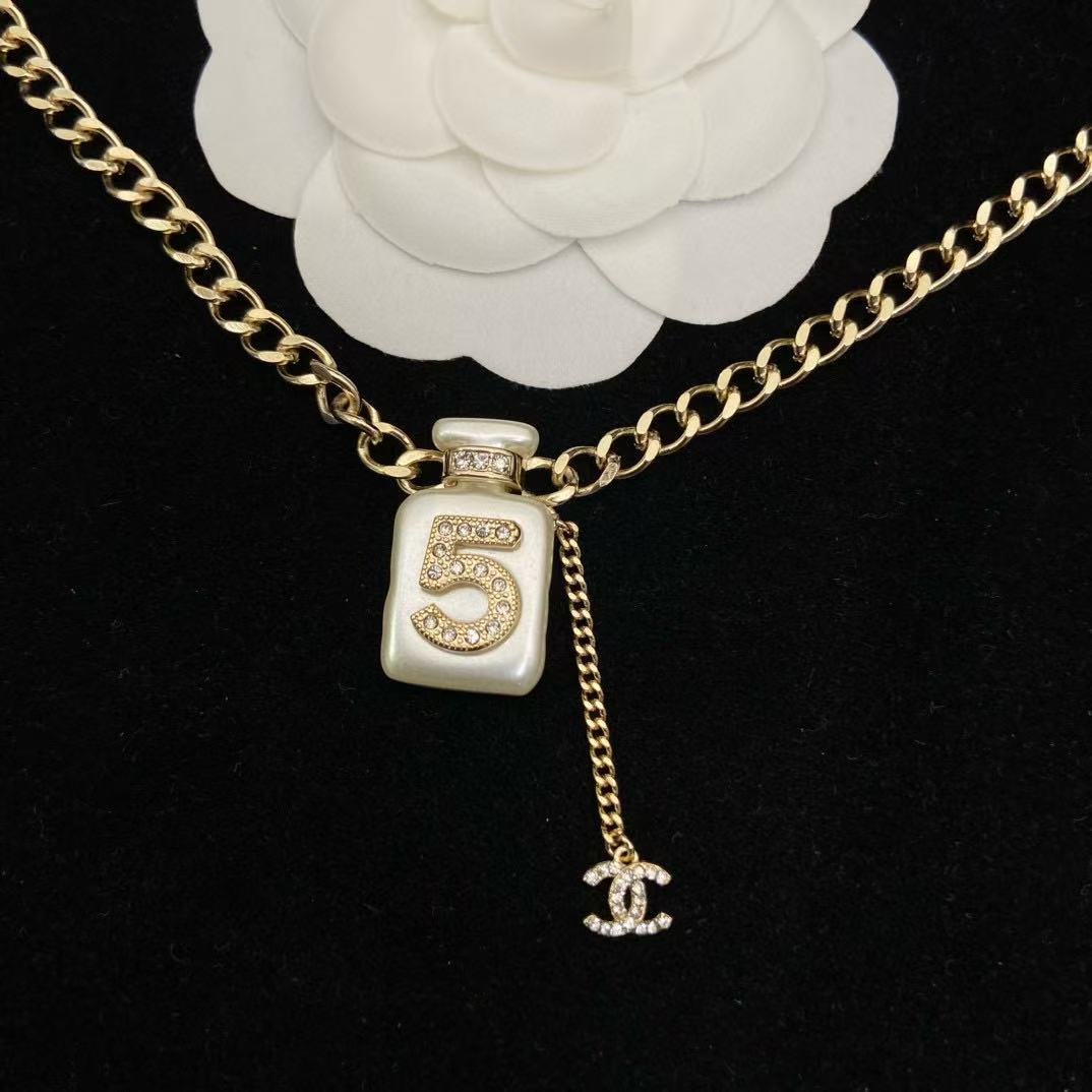 CHANE1 香水瓶 ダブルC ネックレス【50％割引+送料無料】