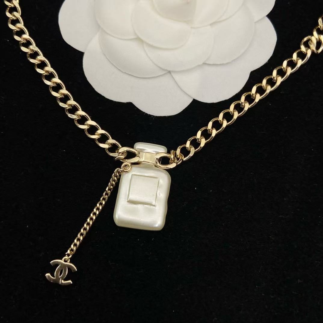 CHANE1 香水瓶 ダブルC ネックレス【50％割引+送料無料】