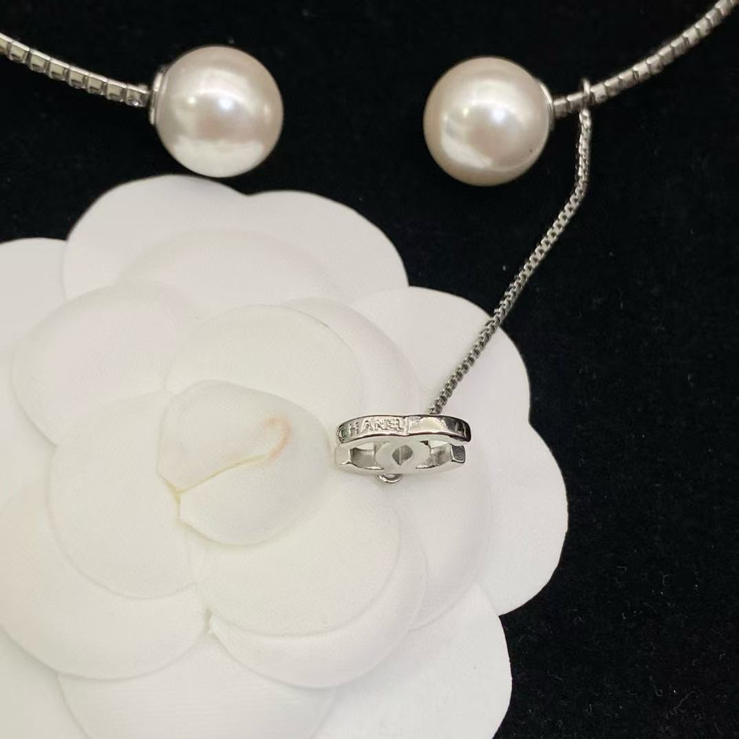CHANE1 ダブルCパールネックレス【50％割引+送料無料】