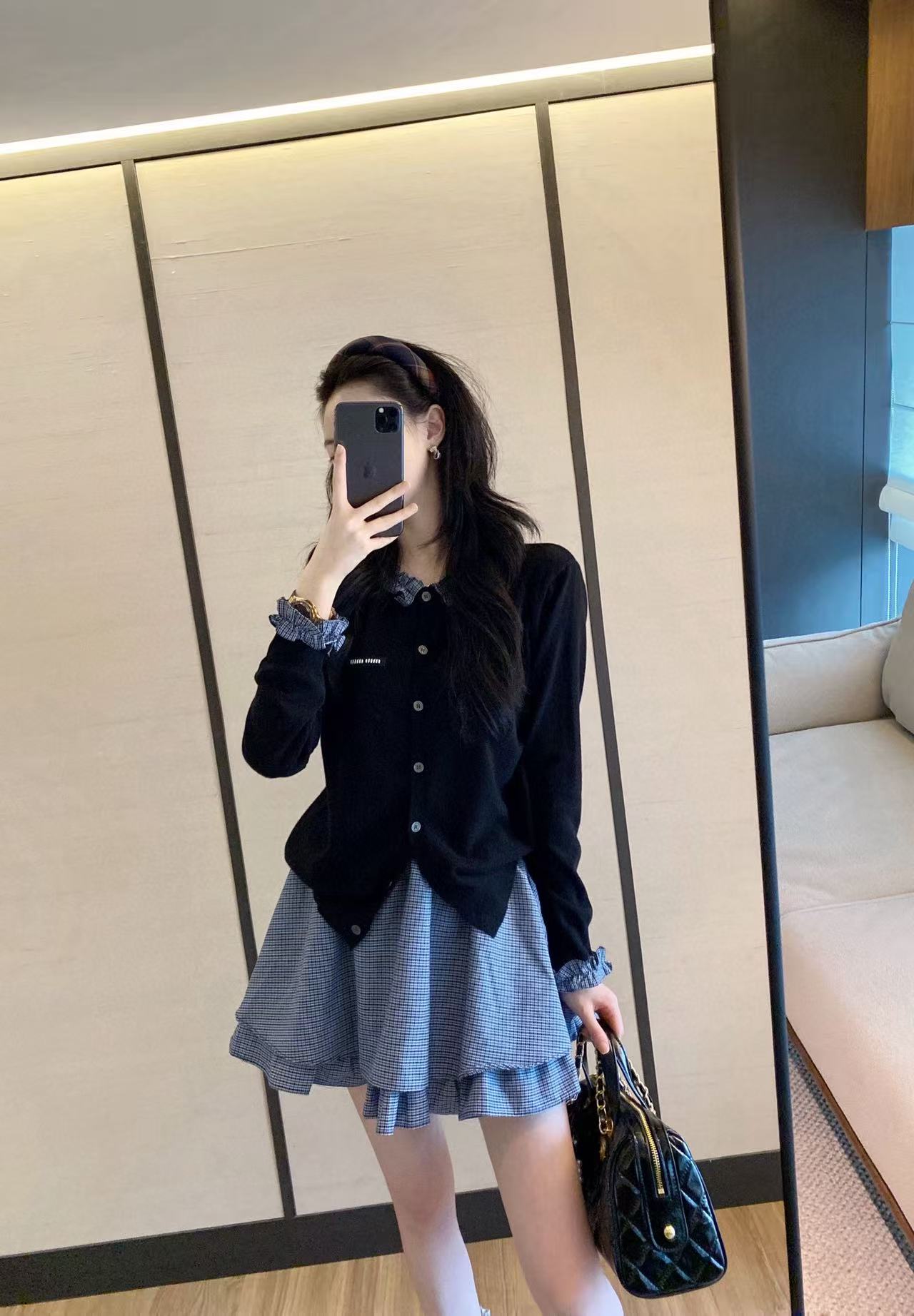 M1UM1U ウールカーディガン+スカート ツーピースセット【50％割引+送料無料】