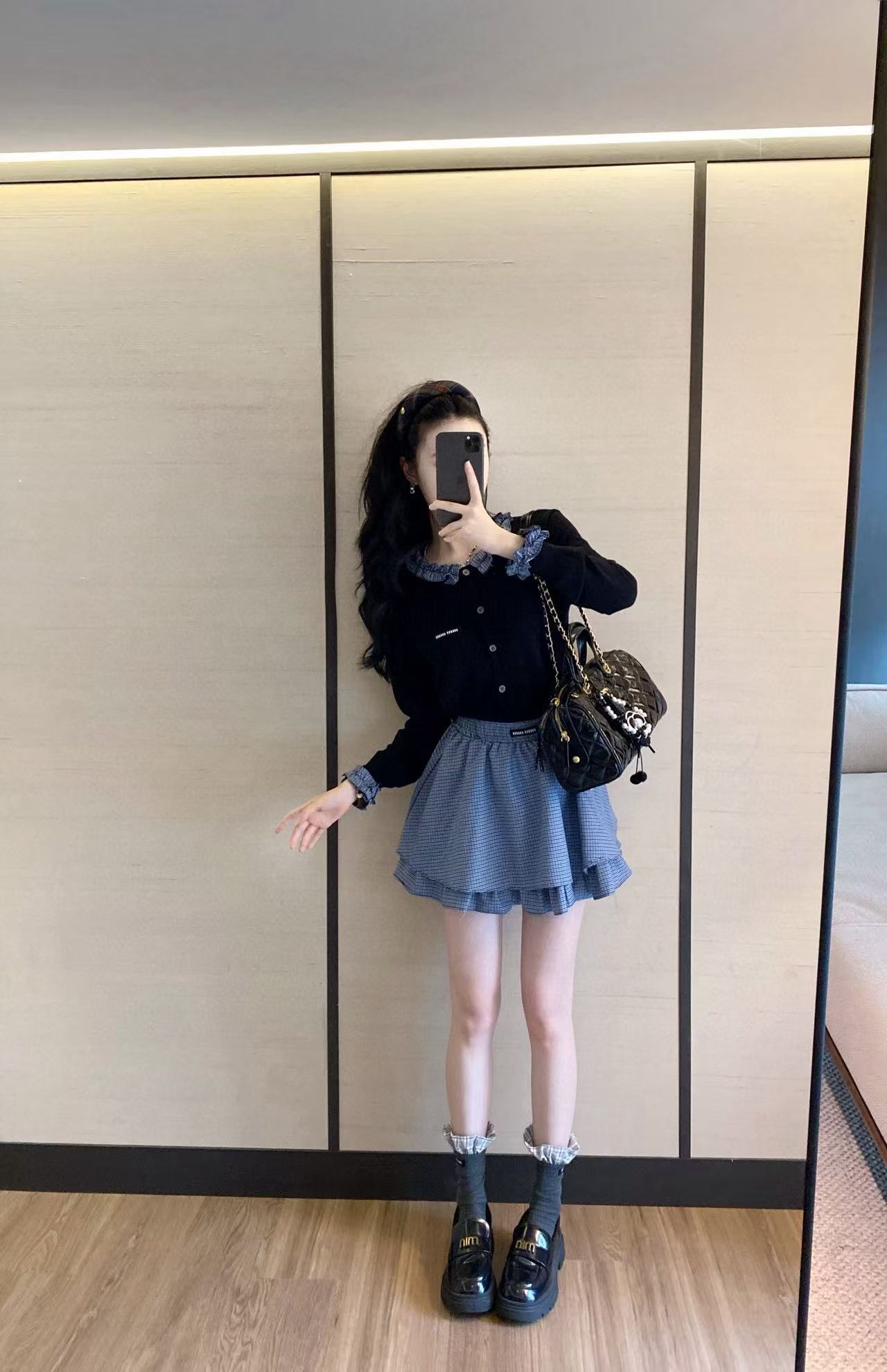 M1UM1U ウールカーディガン+スカート ツーピースセット【50％割引+送料無料】